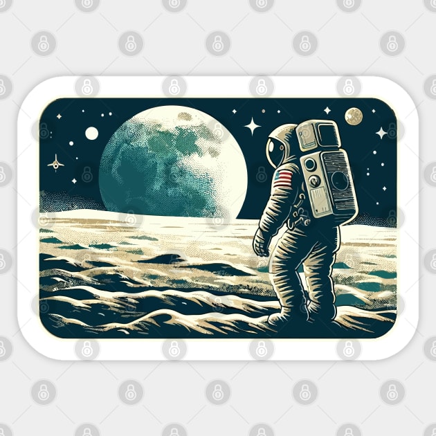 Moon Landing - Astronaut Sticker by Yonbdl